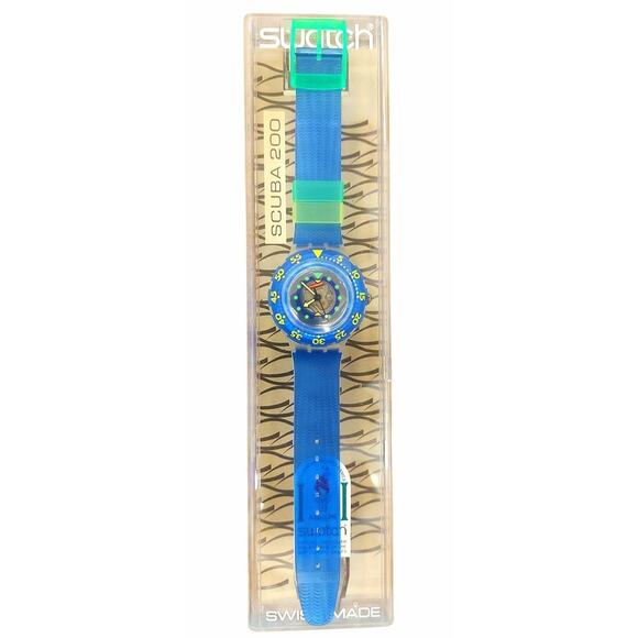 Vintage Swatch watch ANGUILLA SDK120 Rare 95 Scuba 200 Divers Swiss Made Quartz - Picture 2 of 4